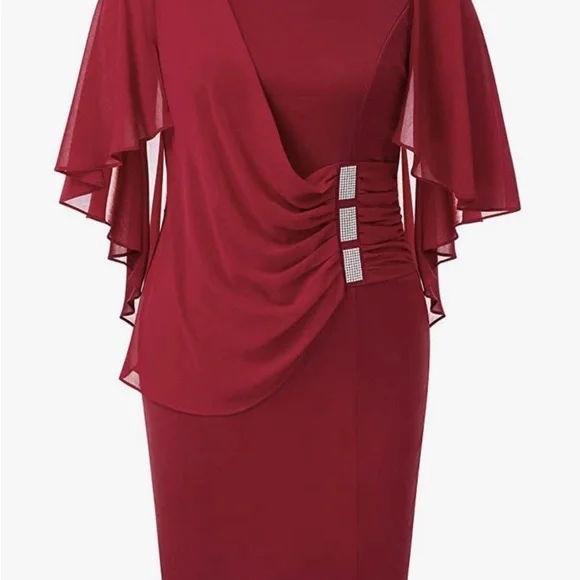 🎉 HP 🎉 Hanna Nikole Maroon Pencil Style Cocktail Dress - Picture 6 of 10